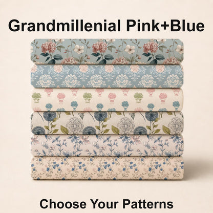 Grandmillenial Pink+Blue Fabric Bundle Set - Shop now at American Fabric Prints