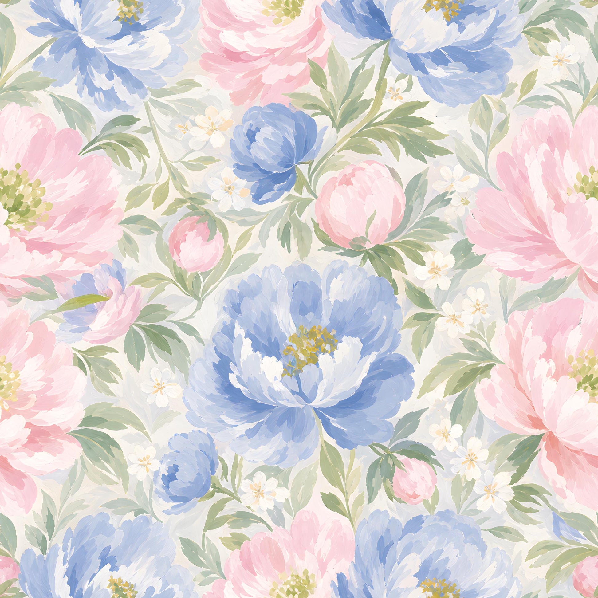 Pink and Blue Pastel Floral Fabric - Shop now at American Fabric Prints