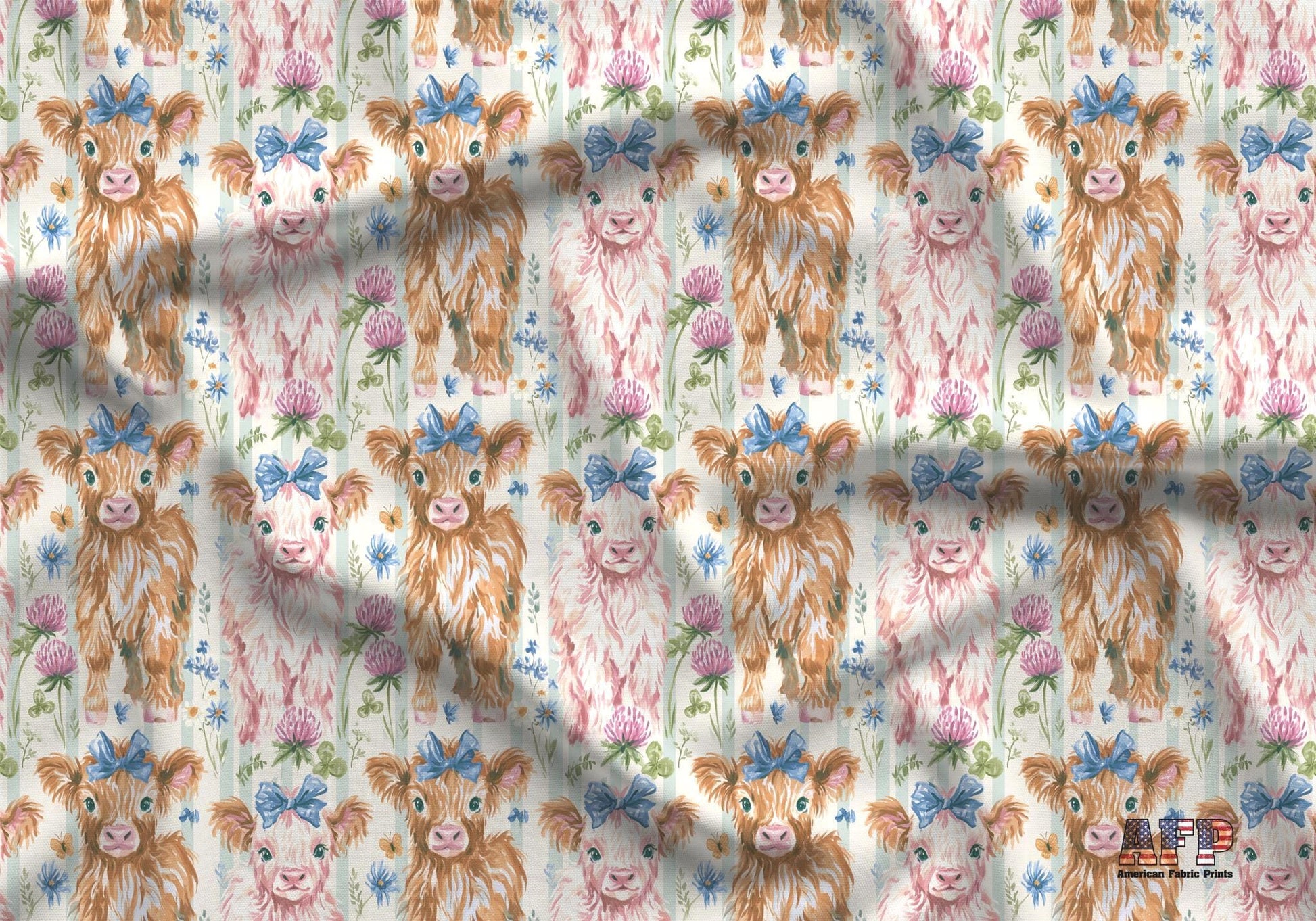 Preppy Highland Cow Fabric - Shop now at American Fabric Prints