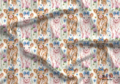 Preppy Highland Cow Fabric - Shop now at American Fabric Prints