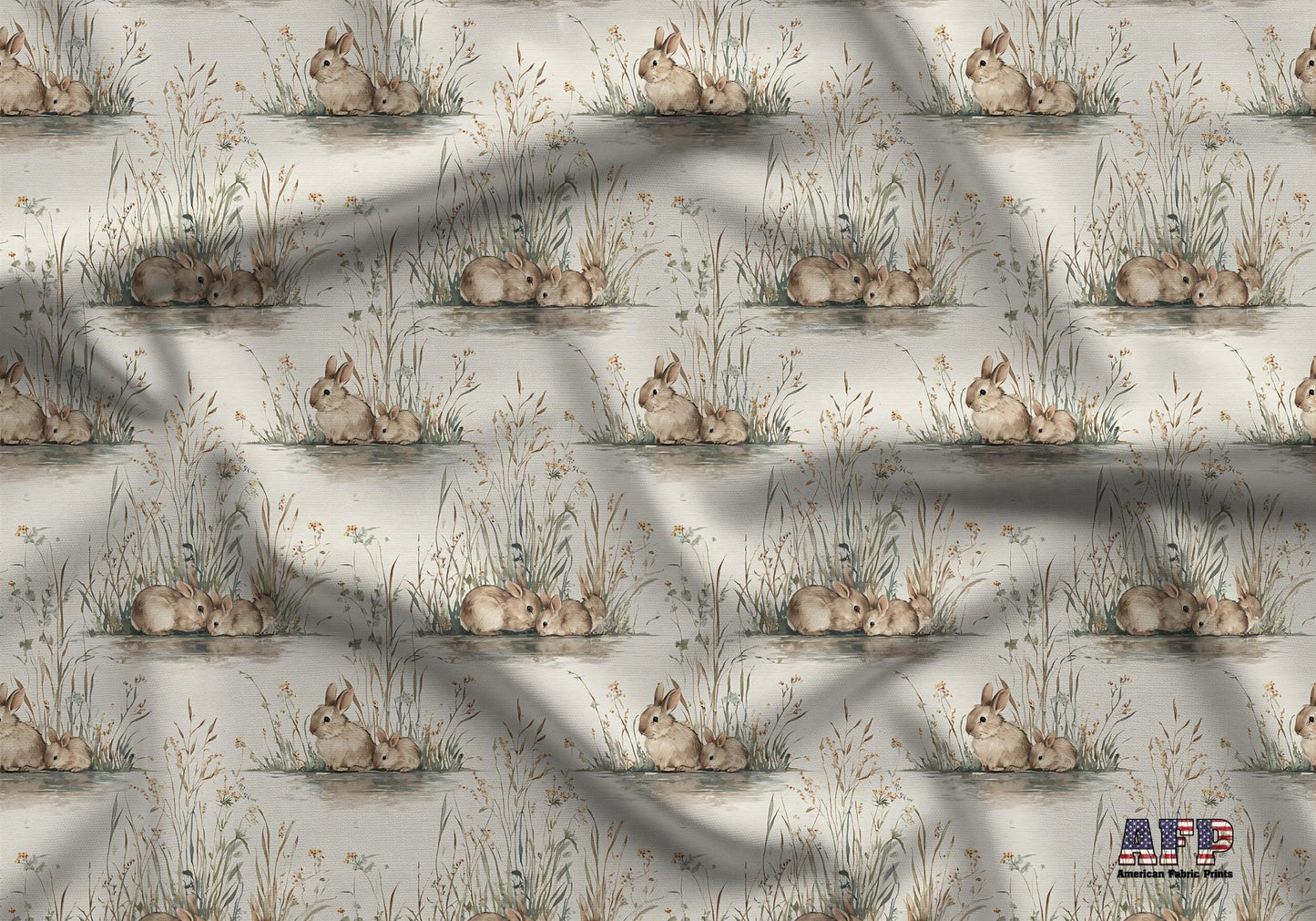 Bunnies at the Pond Fabric - Shop now at American Fabric Prints