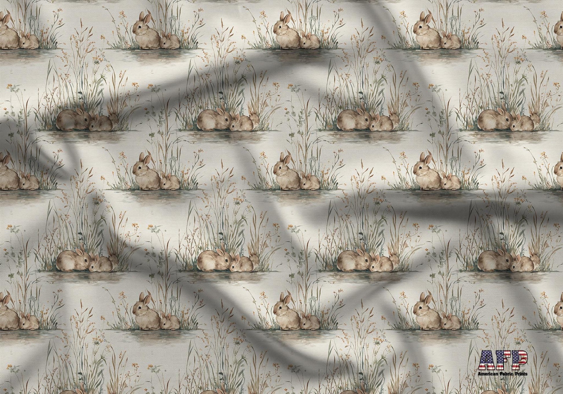 Bunnies at the Pond Fabric - Shop now at American Fabric Prints
