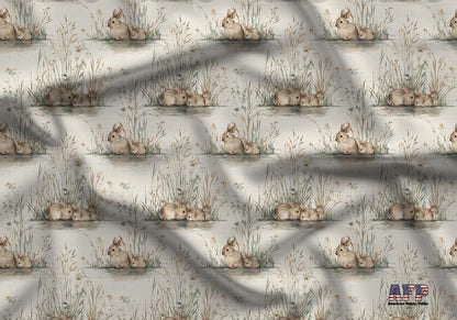 Bunnies at the Pond Fabric - Shop now at American Fabric Prints