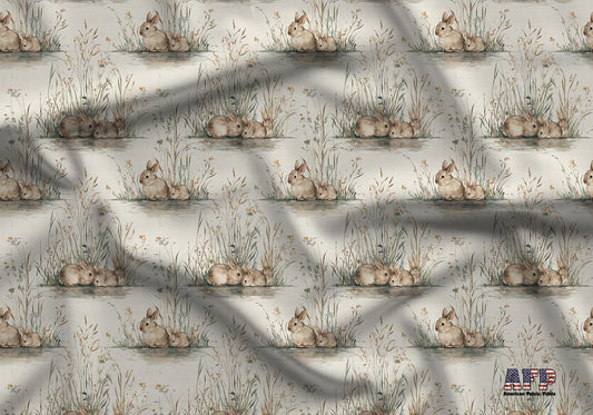 Bunnies at the Pond Fabric - Shop now at American Fabric Prints