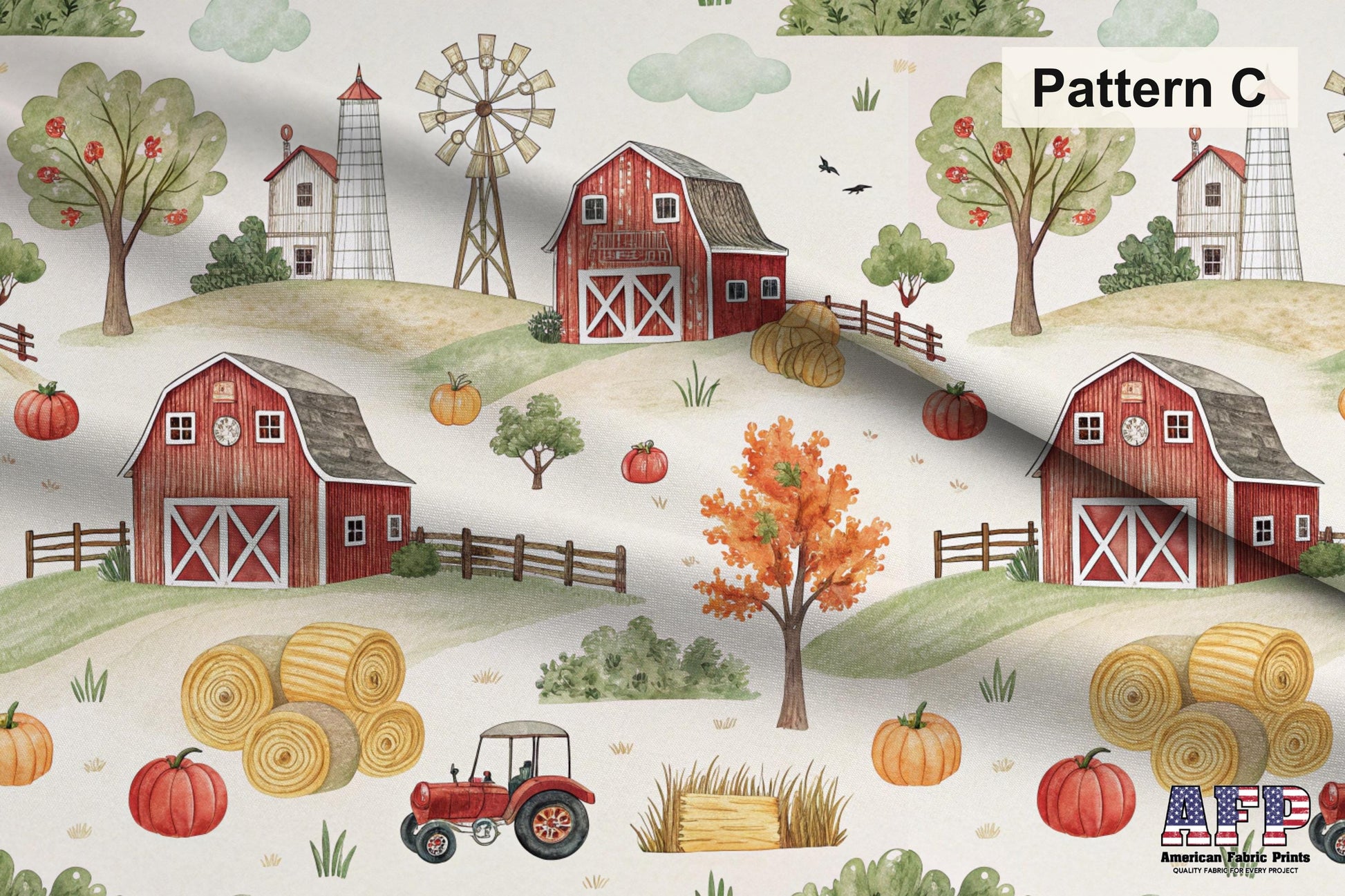 Farm Animals Fabric Set 3. Choose Your Patterns or Choose them All! Pattern C Shown. Shop now at American Fabric Prints.