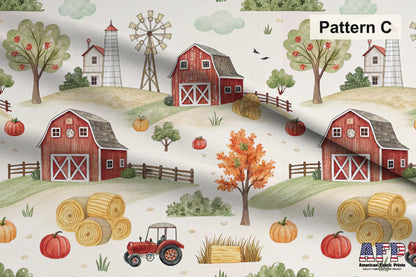 Farm Animals Fabric Set 3. Choose Your Patterns or Choose them All! Pattern C Shown. Shop now at American Fabric Prints.