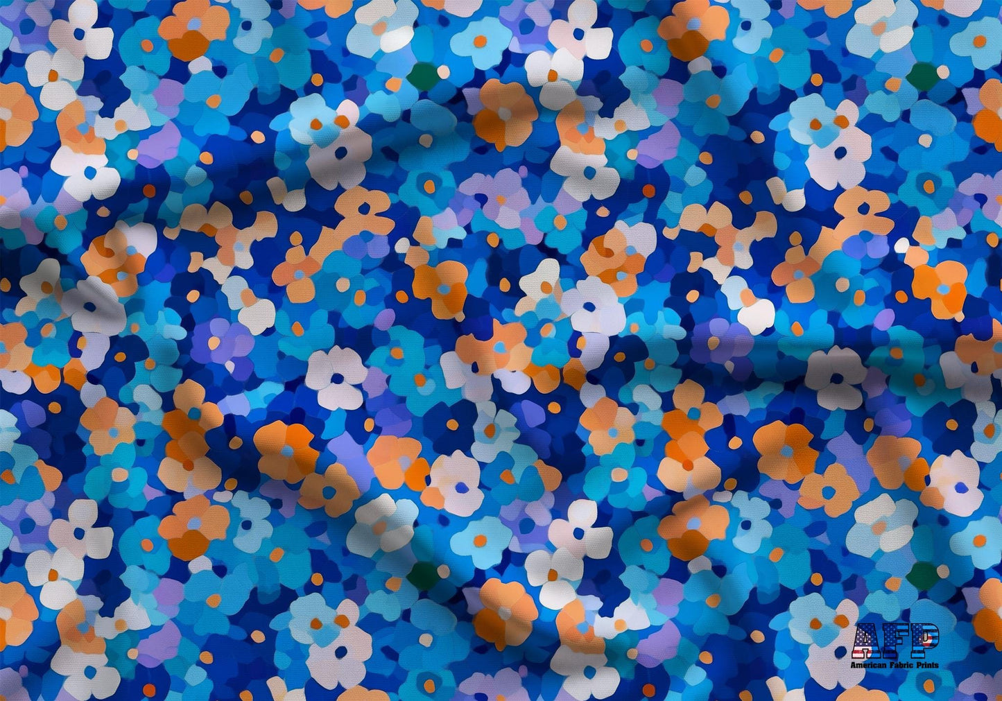 Blue Abstract Florals Fabric - Shop now at American Fabric Prints