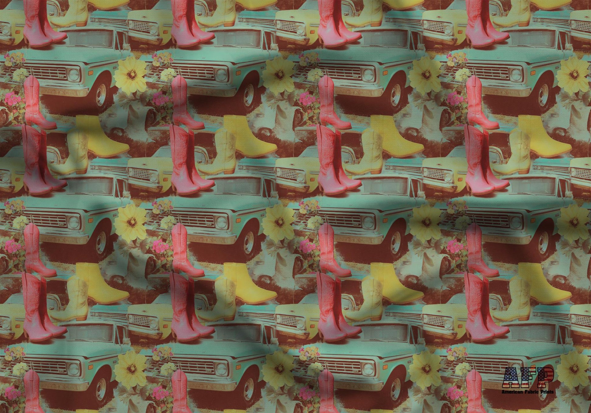 Retro Disco Cowgirl Fabric - Shop now at American Fabric Prints