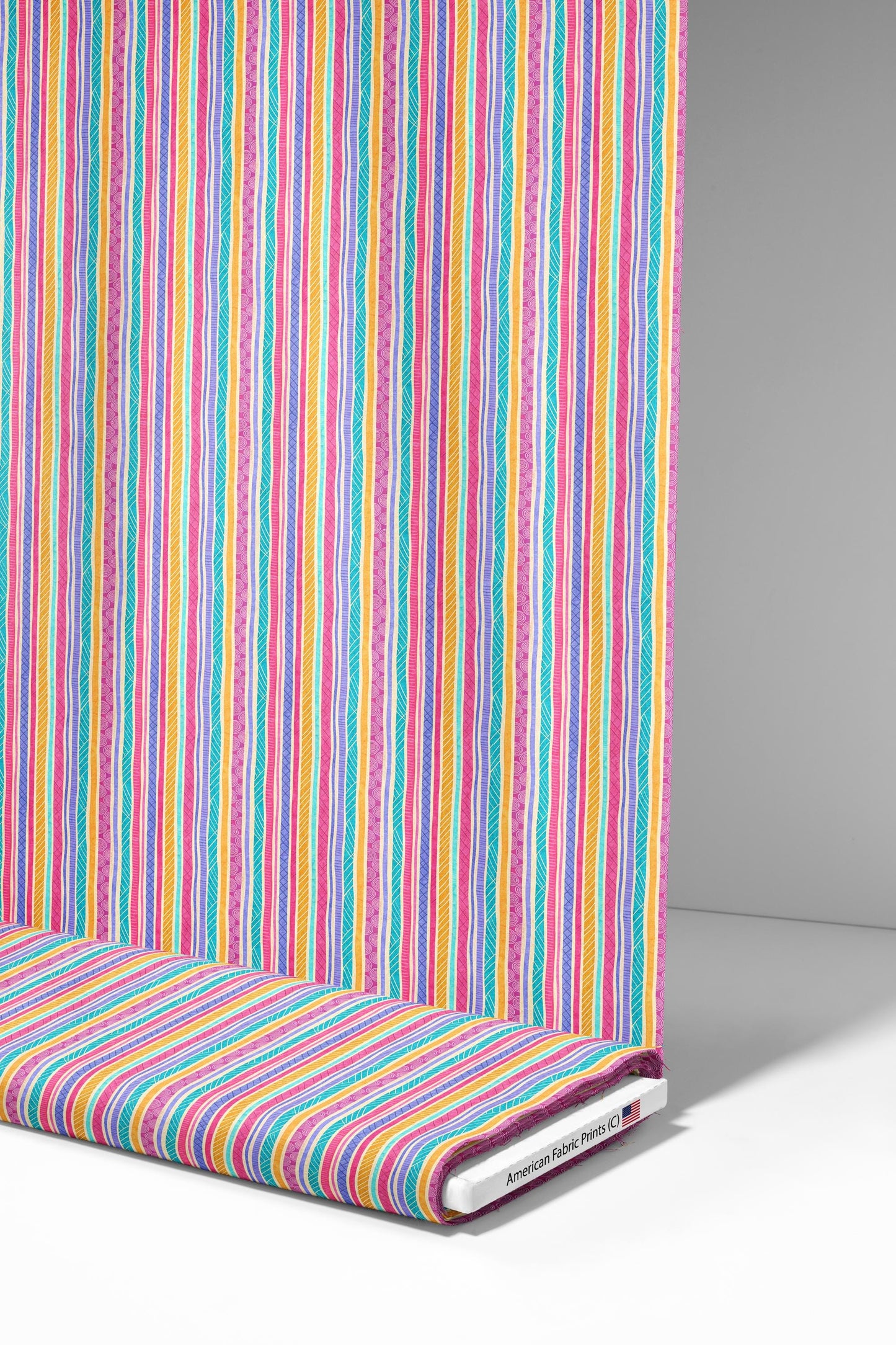 Colorful Doodle Stripes Fabric - Shop now at American Fabric Prints