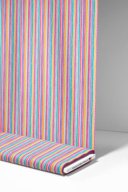 Colorful Doodle Stripes Fabric - Shop now at American Fabric Prints