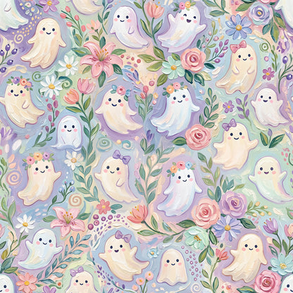 Cute Floral Ghosts Fabric - Shop now at American Fabric Prints