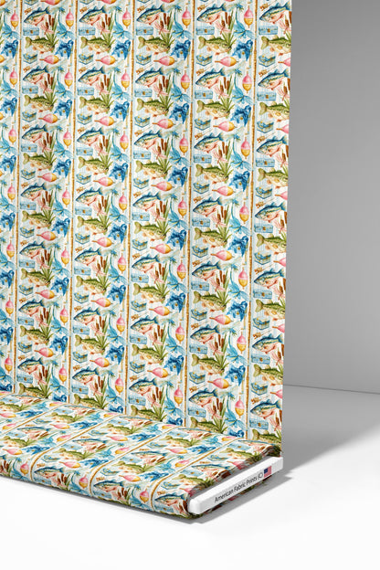 Preppy Fishing Fabric - Shop now at American Fabric Prints