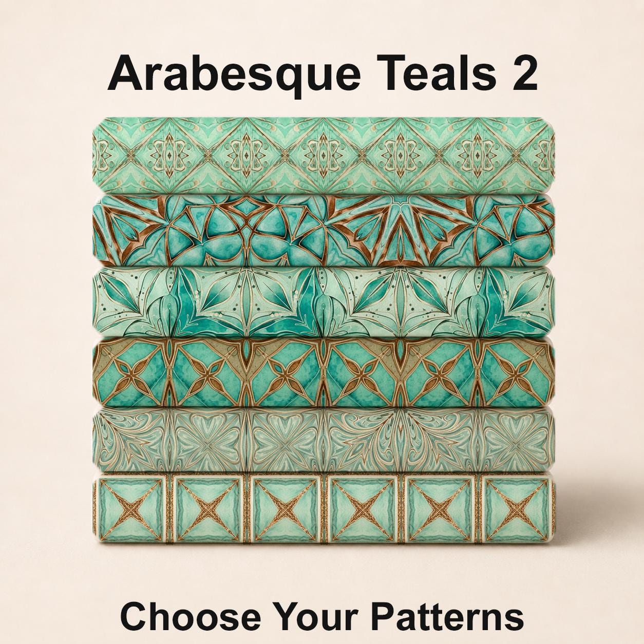 Arabesque Teals 2 Fabric Bundle Set - Shop now at American Fabric Prints