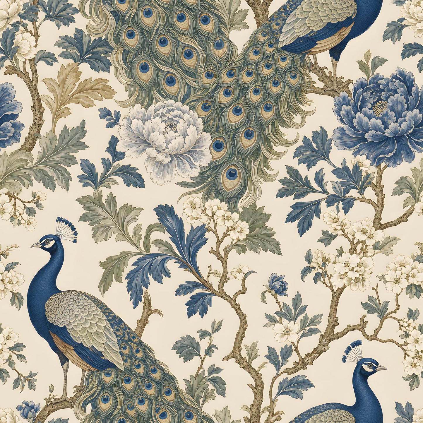 Peacock Floral Chinoiserie Fabric - Shop now at American Fabric Prints