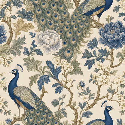 Peacock Floral Chinoiserie Fabric - Shop now at American Fabric Prints