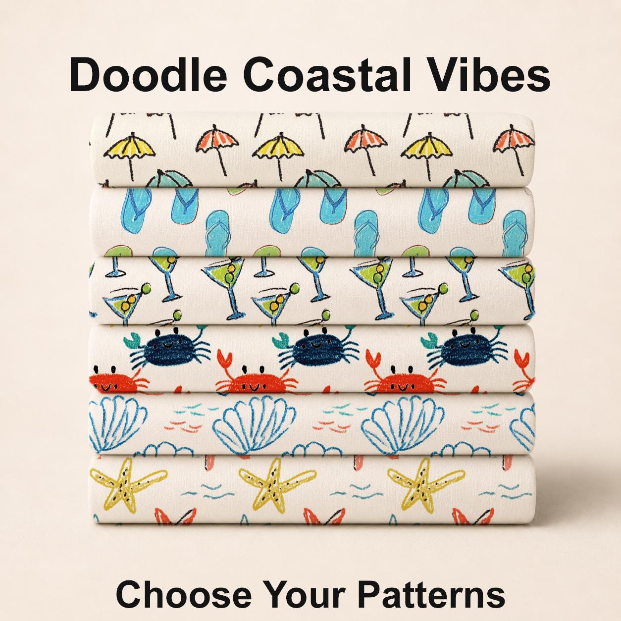 Doodle Coastal Vibes Fabric Bundle Set - Shop now at American Fabric Prints