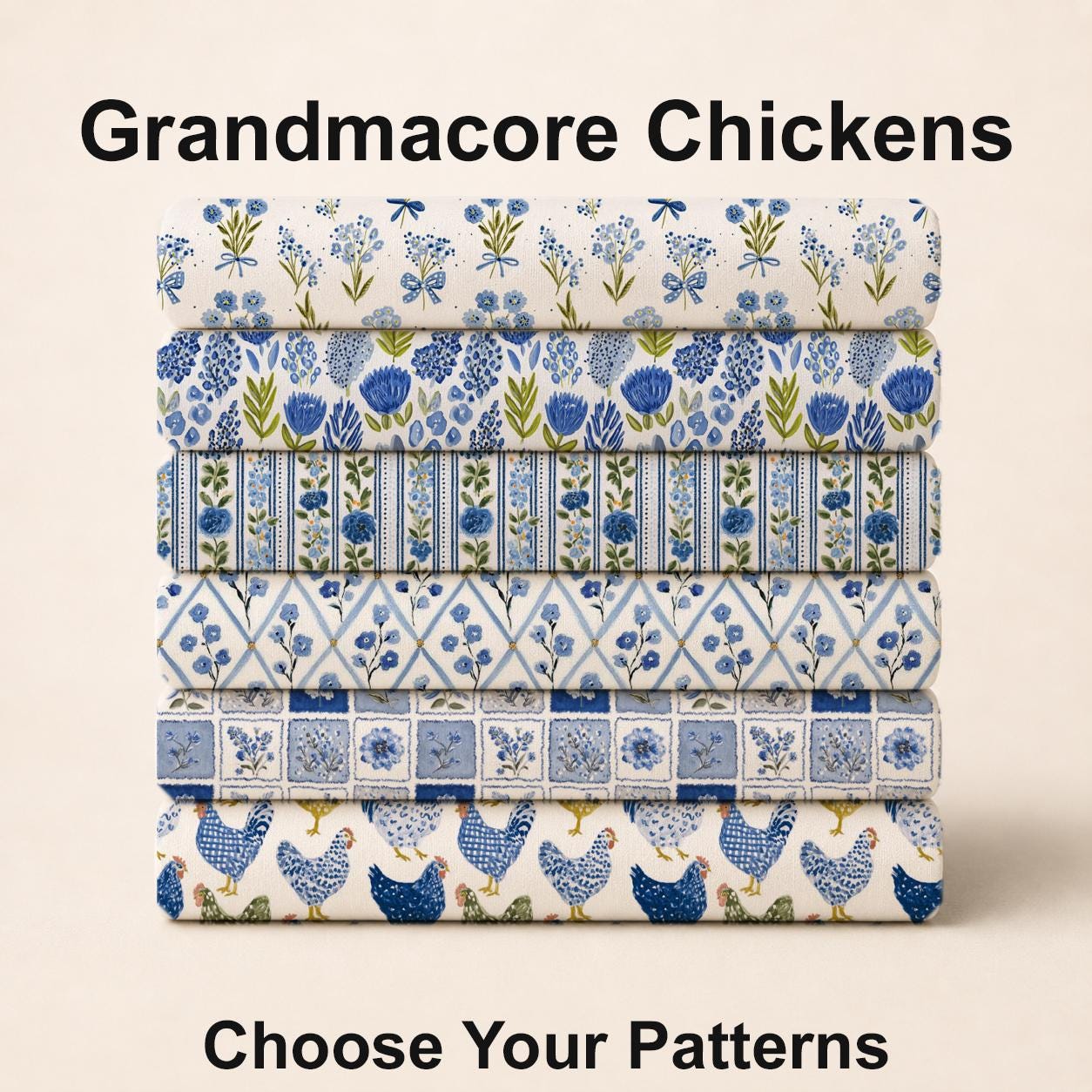 Grandmacore Chickens Fabric Bundle Set - Shop now at American Fabric Prints