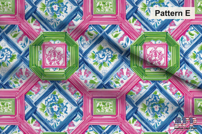 Pink Chinoiserie Mahjong 2 Fabric Bundle Set - Shop now at American Fabric Prints
