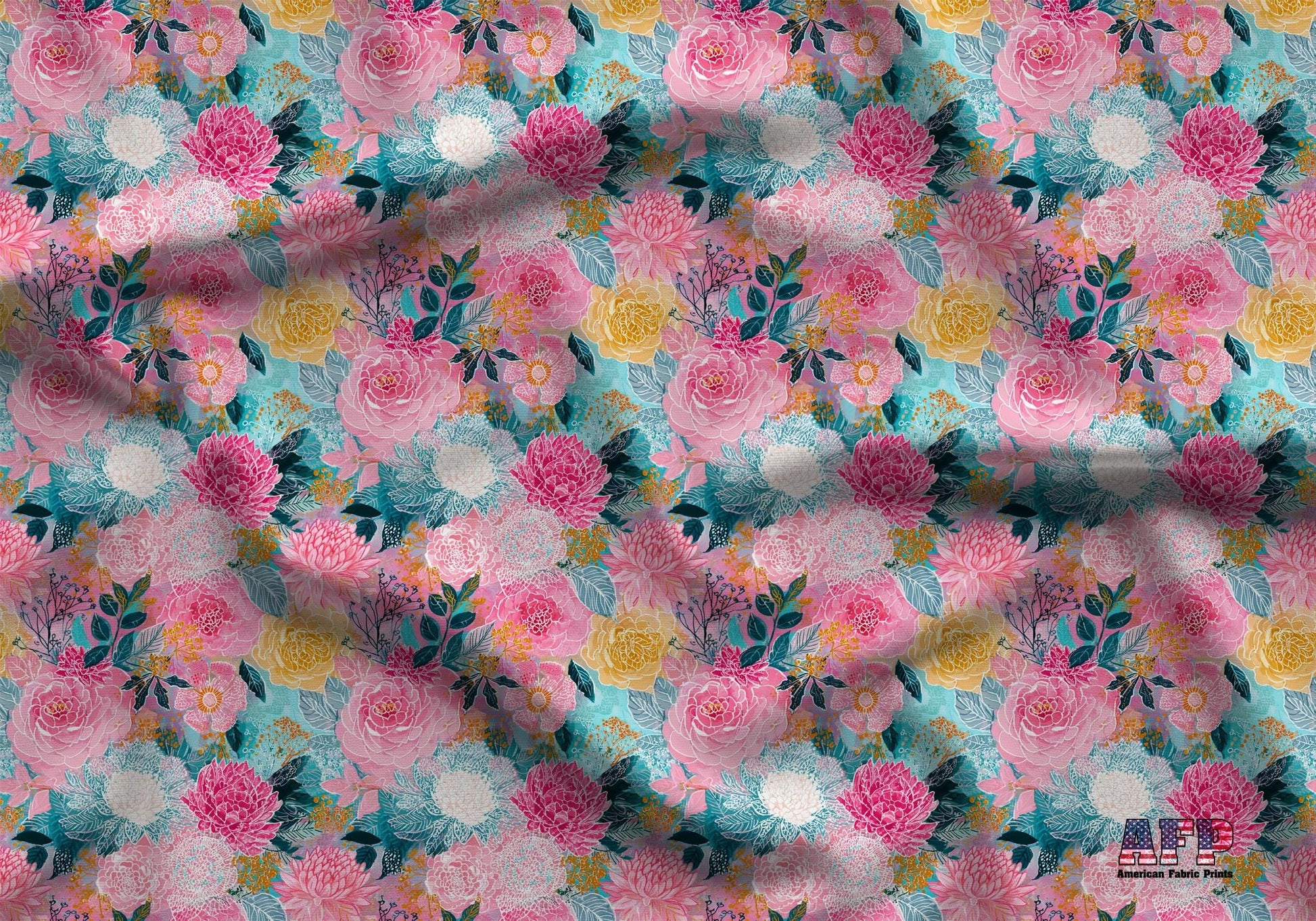 Boho Collage Floral Fabric - Shop now at American Fabric Prints