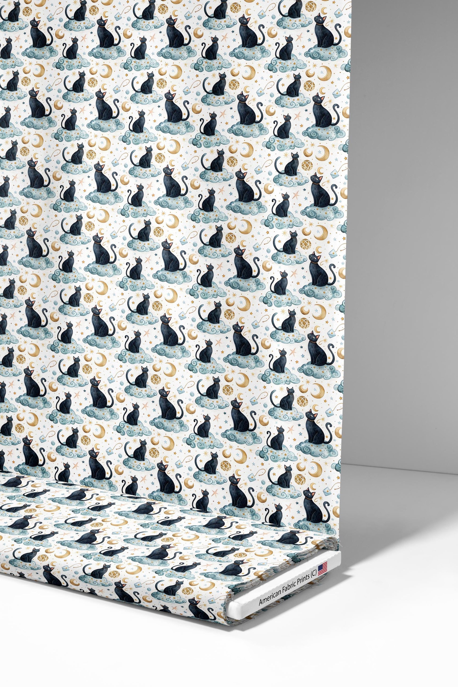 Good Night Cat Fabric - Shop now at American Fabric Prints