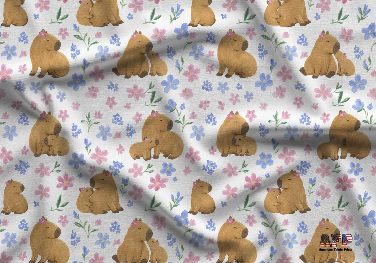 Floral Capybara Fabric - Shop now at American Fabric Prints