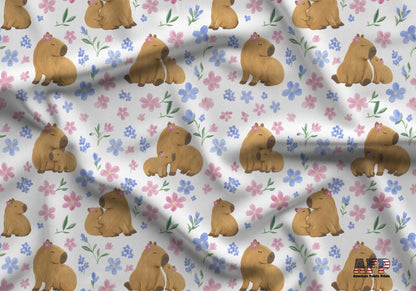 Floral Capybara Fabric - Shop now at American Fabric Prints