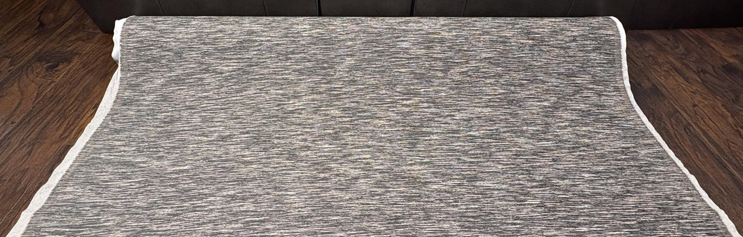 Gray / Grey and White Chenille Woven Fabric. Backing already attached. Shop now at American Fabric Prints.