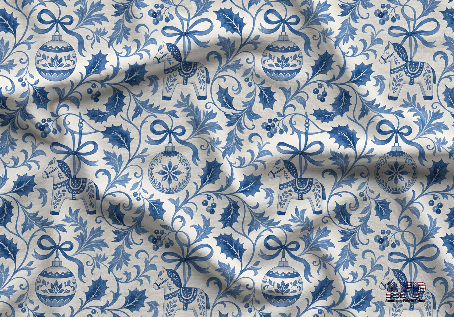 Christmas Horse Toile Fabric - Shop now at American Fabric Prints