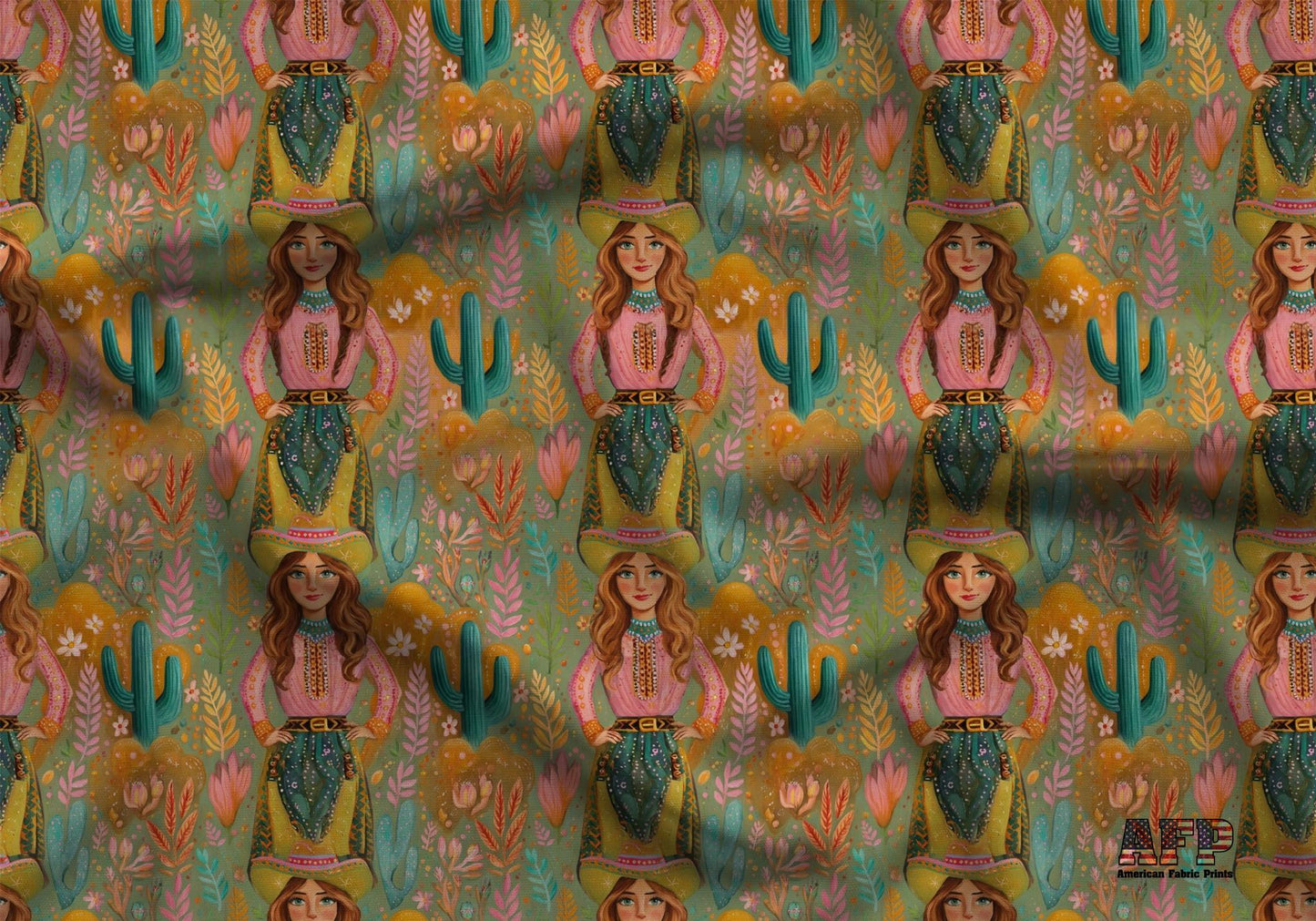 Bright Cowgirl Fabric - Shop now at American Fabric Prints