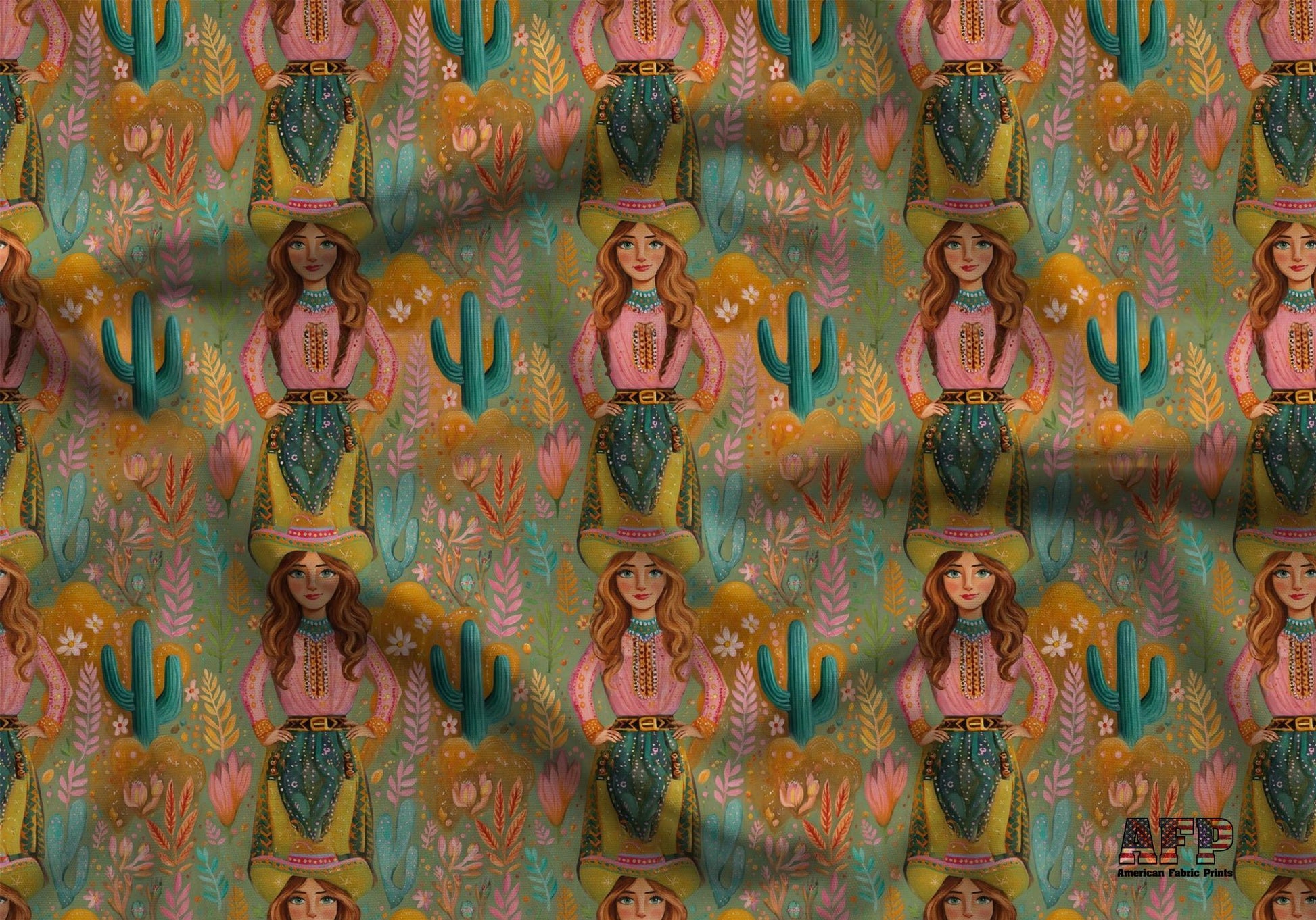 Bright Cowgirl Fabric - Shop now at American Fabric Prints