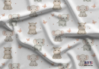Elephants and Hippos Fabric - Shop now at American Fabric Prints