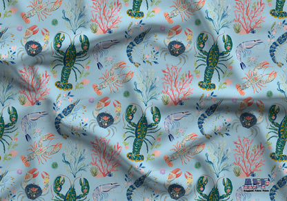 Coastal Seafood Fabric - Shop now at American Fabric Prints