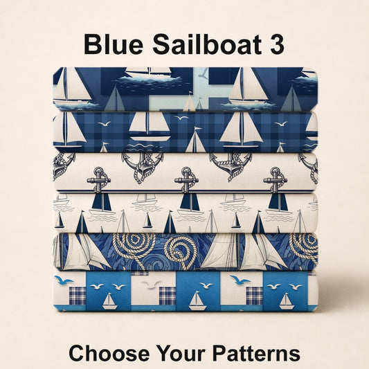 Blue Sailboat 3 Fabric Bundle Set - Shop now at American Fabric Prints