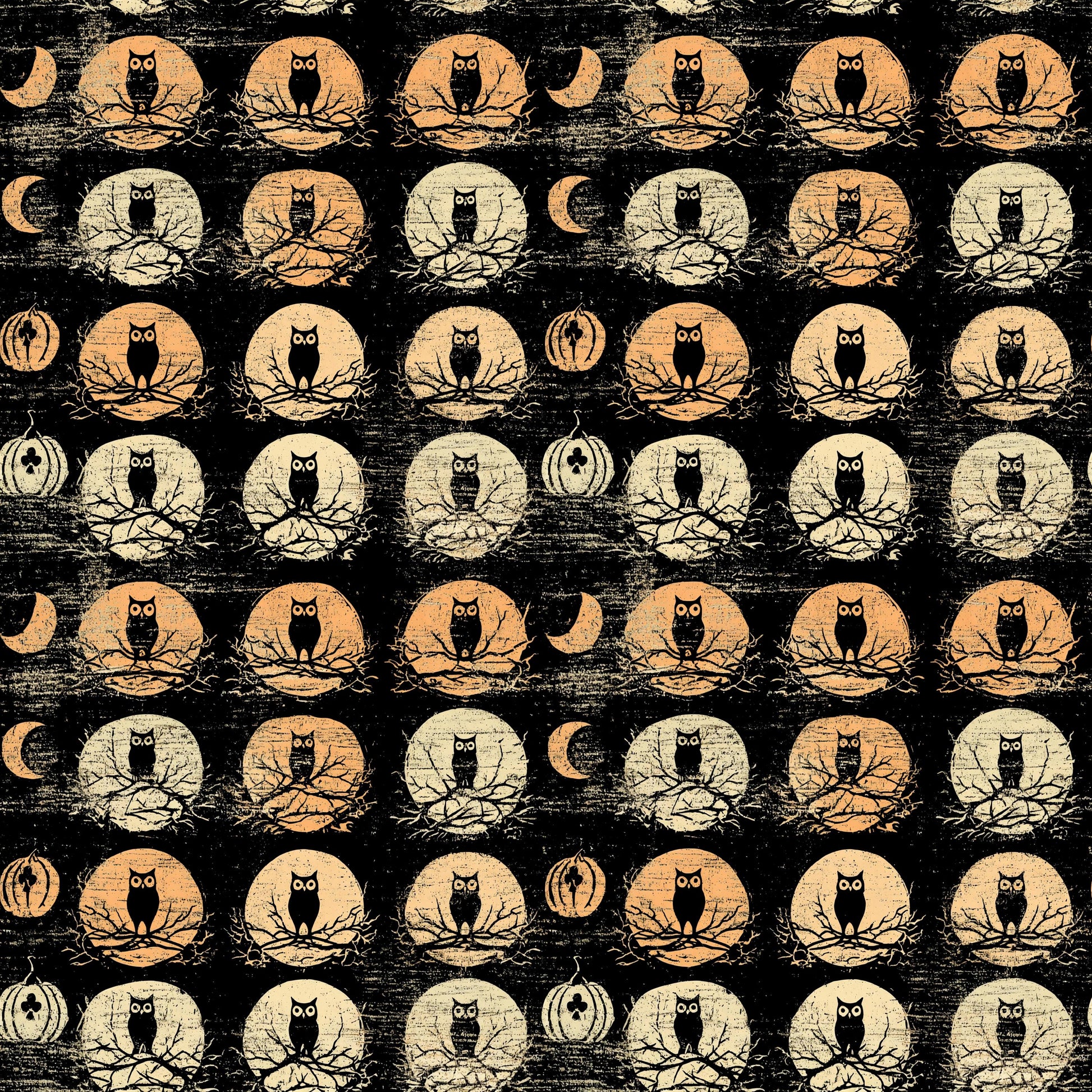 Vintage Halloween Owls Fabric - Shop now at American Fabric Prints