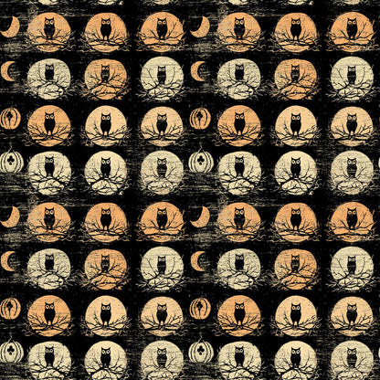Vintage Halloween Owls Fabric - Shop now at American Fabric Prints