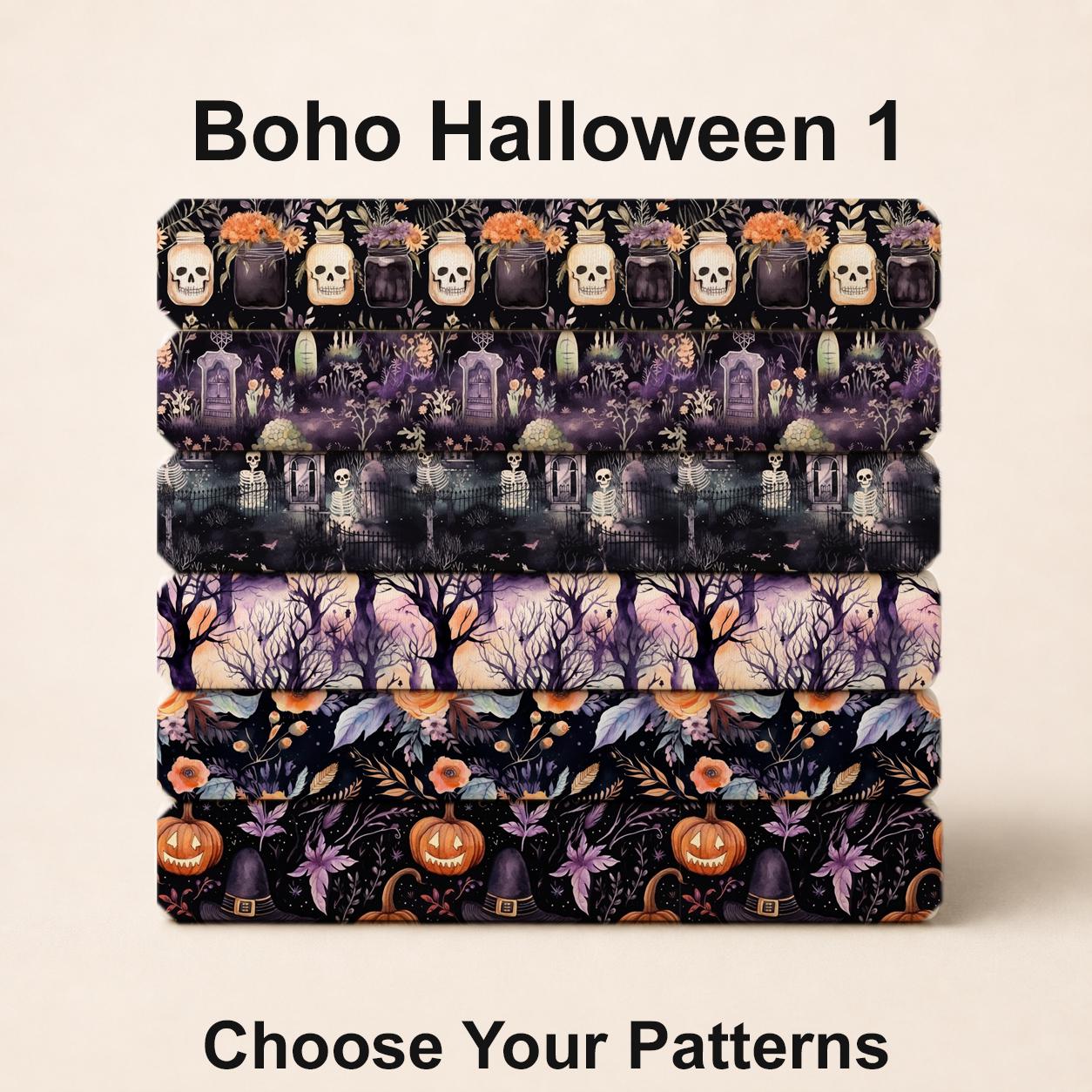 Boho Halloween Fabric Set. Choose Your Spooky Fabrics. Shop now at American Fabric Prints.