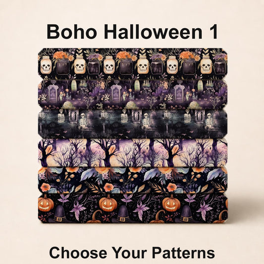 Boho Halloween Fabric Set. Choose Your Spooky Fabrics. Shop now at American Fabric Prints.