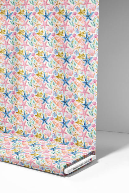 Bright Preppy Starfish Fabric - Shop now at American Fabric Prints
