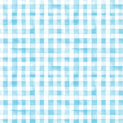 Preppy Watercolor Blue Plaid Fabric - Shop now at American Fabric Prints