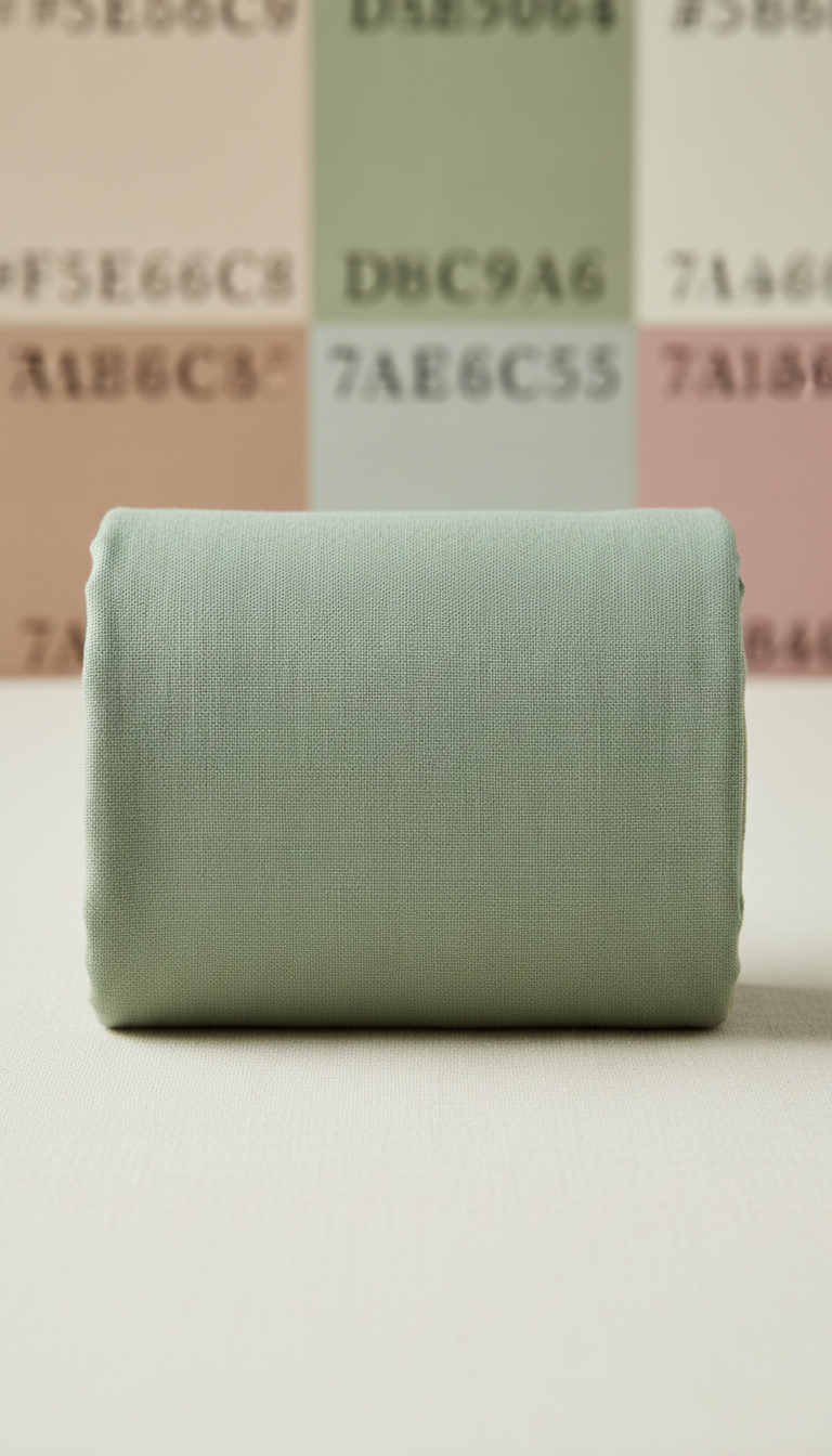 Sage green linen blend performance fabric
