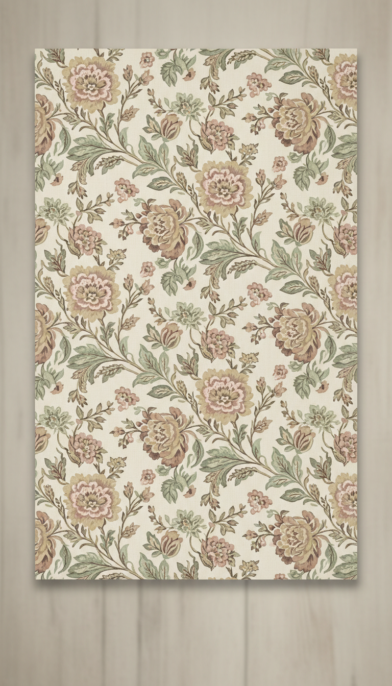Buttercream floral cotton drapery fabric
