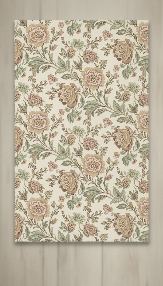 Buttercream floral cotton drapery fabric