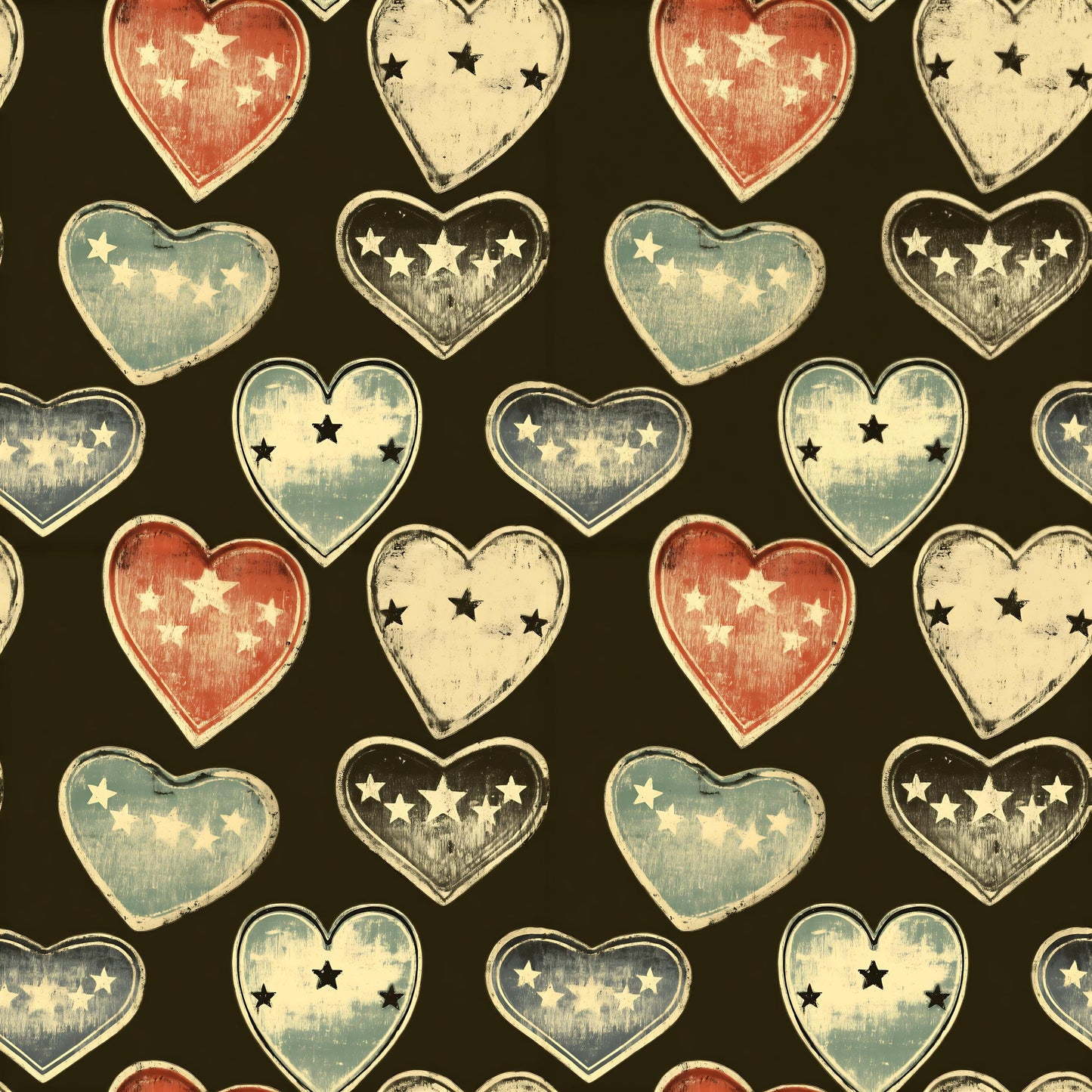 Retro Hearts Fabric - Shop now at American Fabric Prints