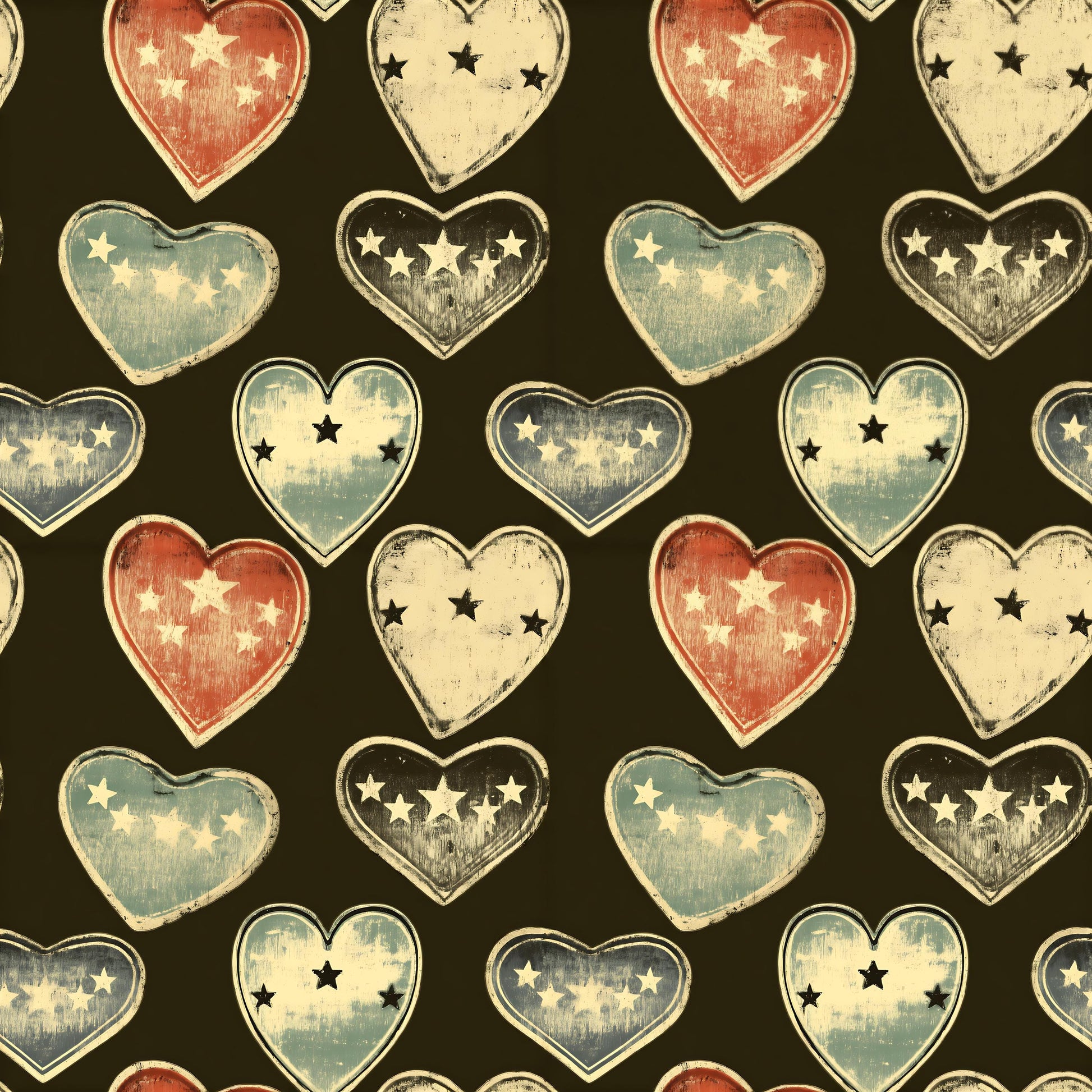 Retro Hearts Fabric - Shop now at American Fabric Prints