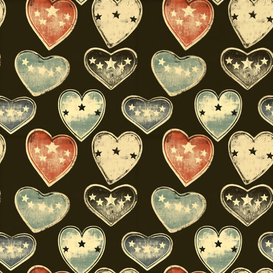 Retro Hearts Fabric - Shop now at American Fabric Prints