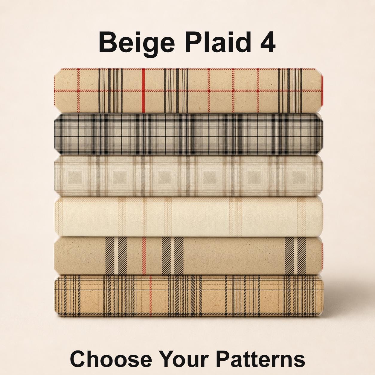 Beige Plaid 4 Fabric Bundle Set - Shop now at American Fabric Prints