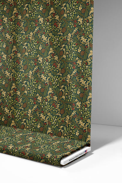 Victorian Christmas Pine Cones Fabric - Shop now at American Fabric Prints