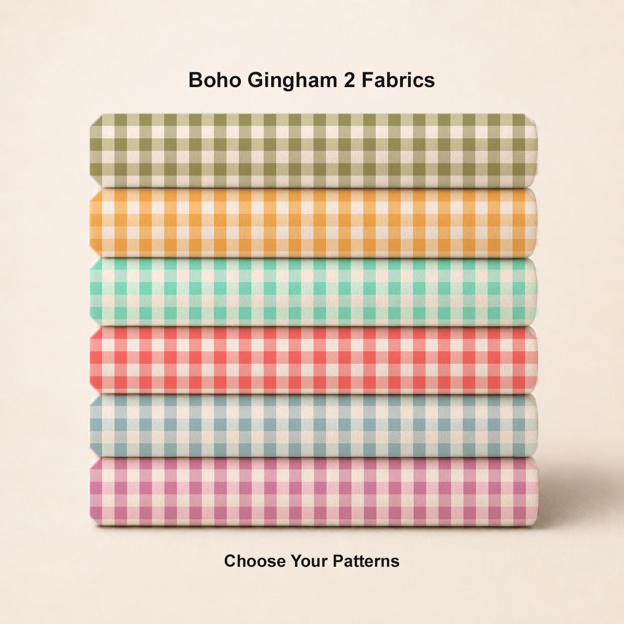 Colorful Gingham Quilting Fabric | Green Yellow Mint Coral Blue Pink | Choose Your Patterns | Fabric by the Yard | American Fabric Prints