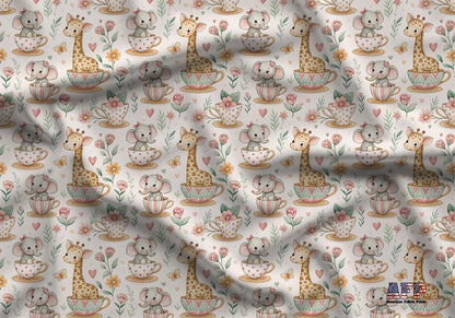Safari Tea Cups Fabric - Shop now at American Fabric Prints