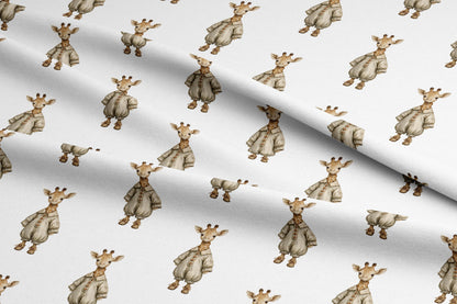 Rustic Dressed Giraffe Fabric - Quilting Cotton Print - Giraffe, Vintage Dressed Animal, Nursery Pattern - by American Fabric Prints